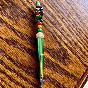 Handcrafted Grinch Pen with Colorful Beads
